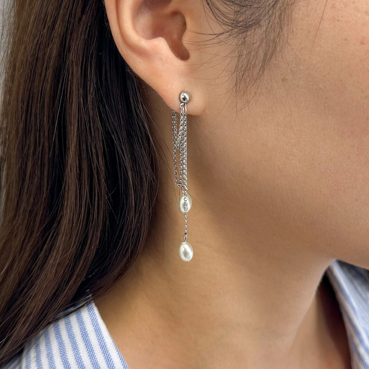 エレガントパールチェーンピアス チェーンパールスウィングピアス | フレディ＆グロスター