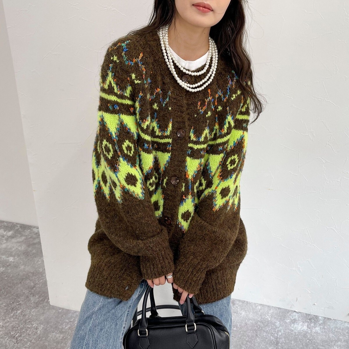 韓国ブランド　グリーンバター　Alpaca Nordic Cardigan 韓国人気ブランド GREEN BUTTER グリーン バター / ノルディック