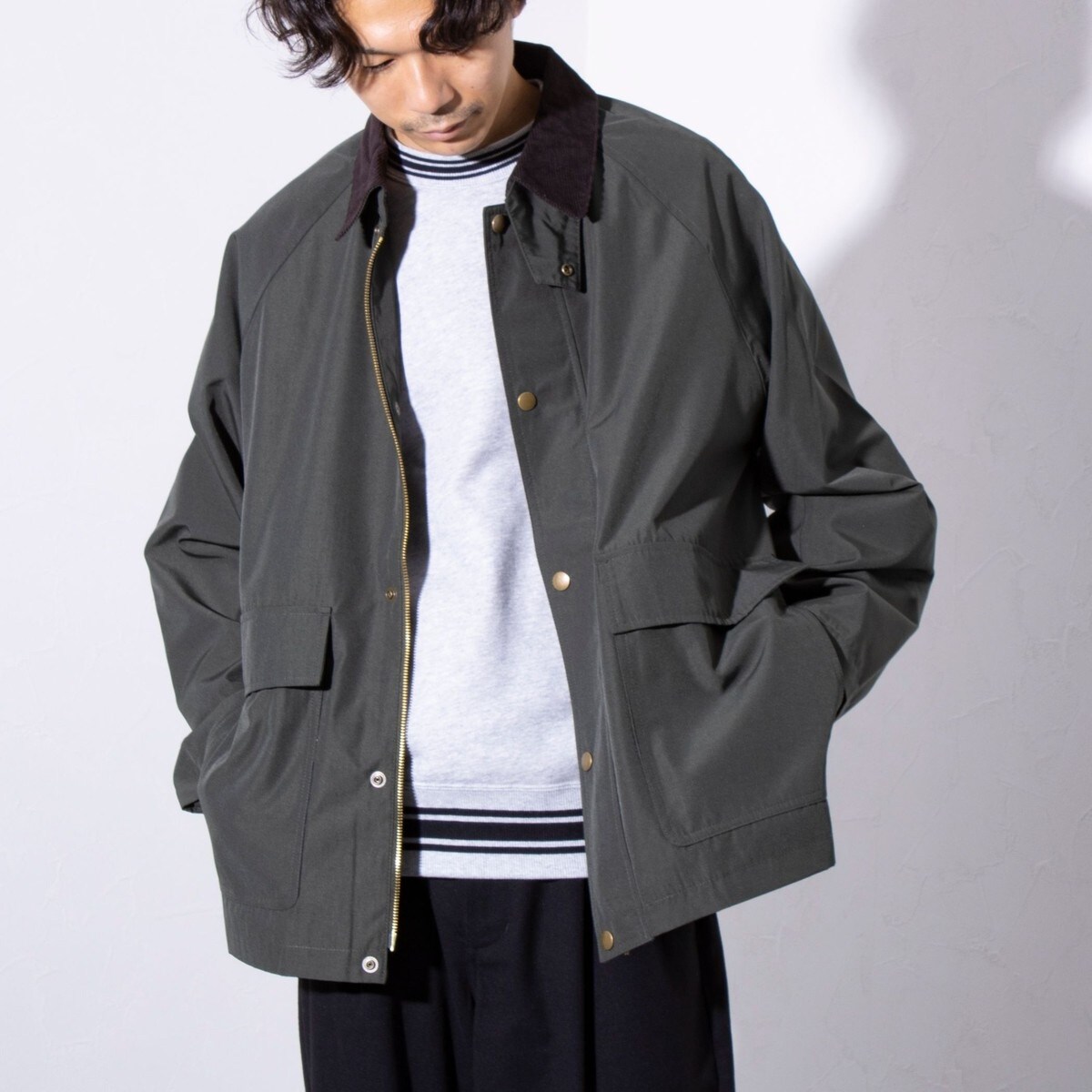 GLOSTER ジップ デニムジャケット ダブルプリーツ Mサイズ