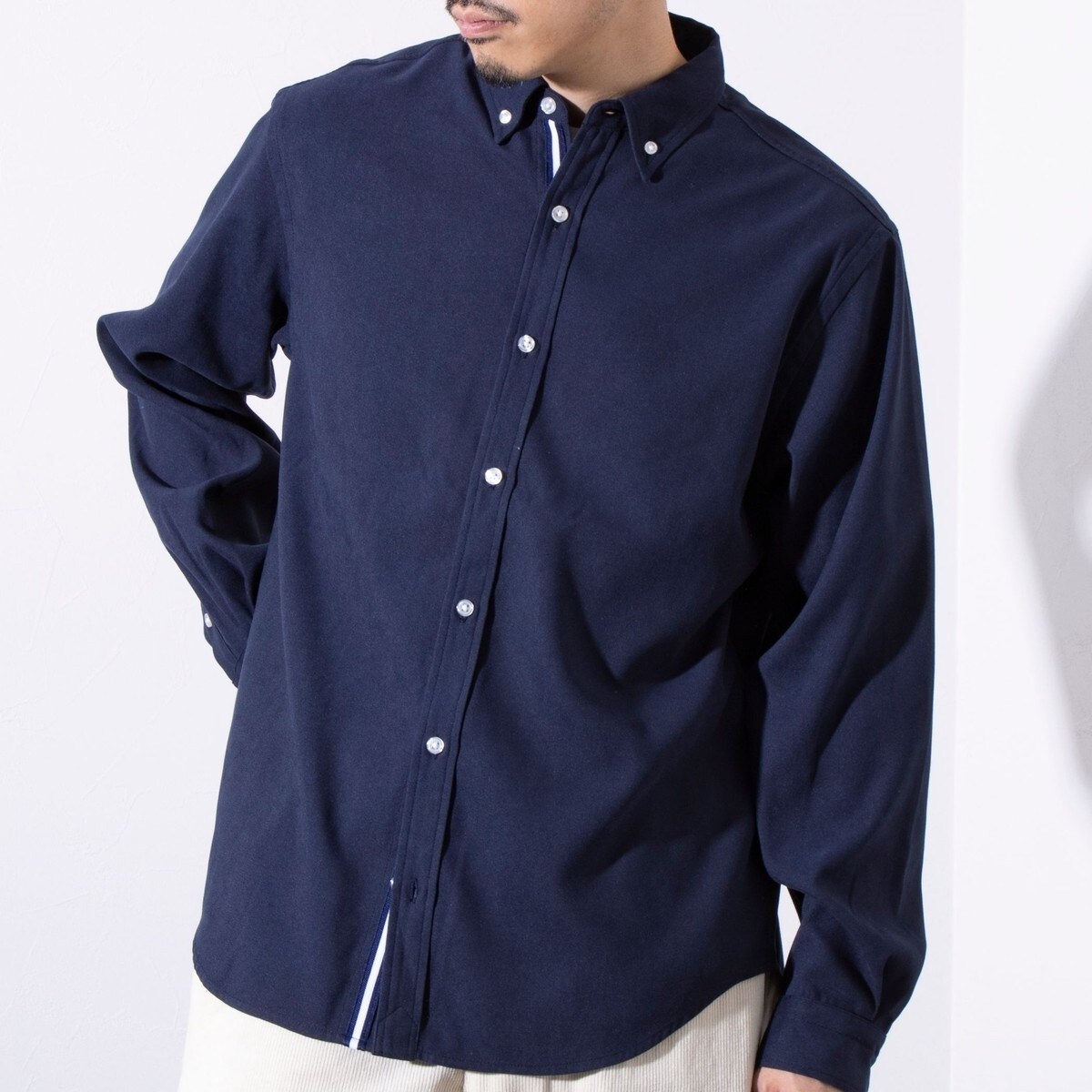 ビジカジ対応】【GLOSTER/グロスター】ニットテープ ネル ボタンダウン