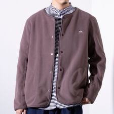 【GLOSTER/グロスター】フレンチブルドッグ刺繍 フリースカーディガン ワンポイント