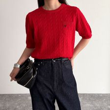 FR刺繍ケーブル柄ポケ付きプルオーバー