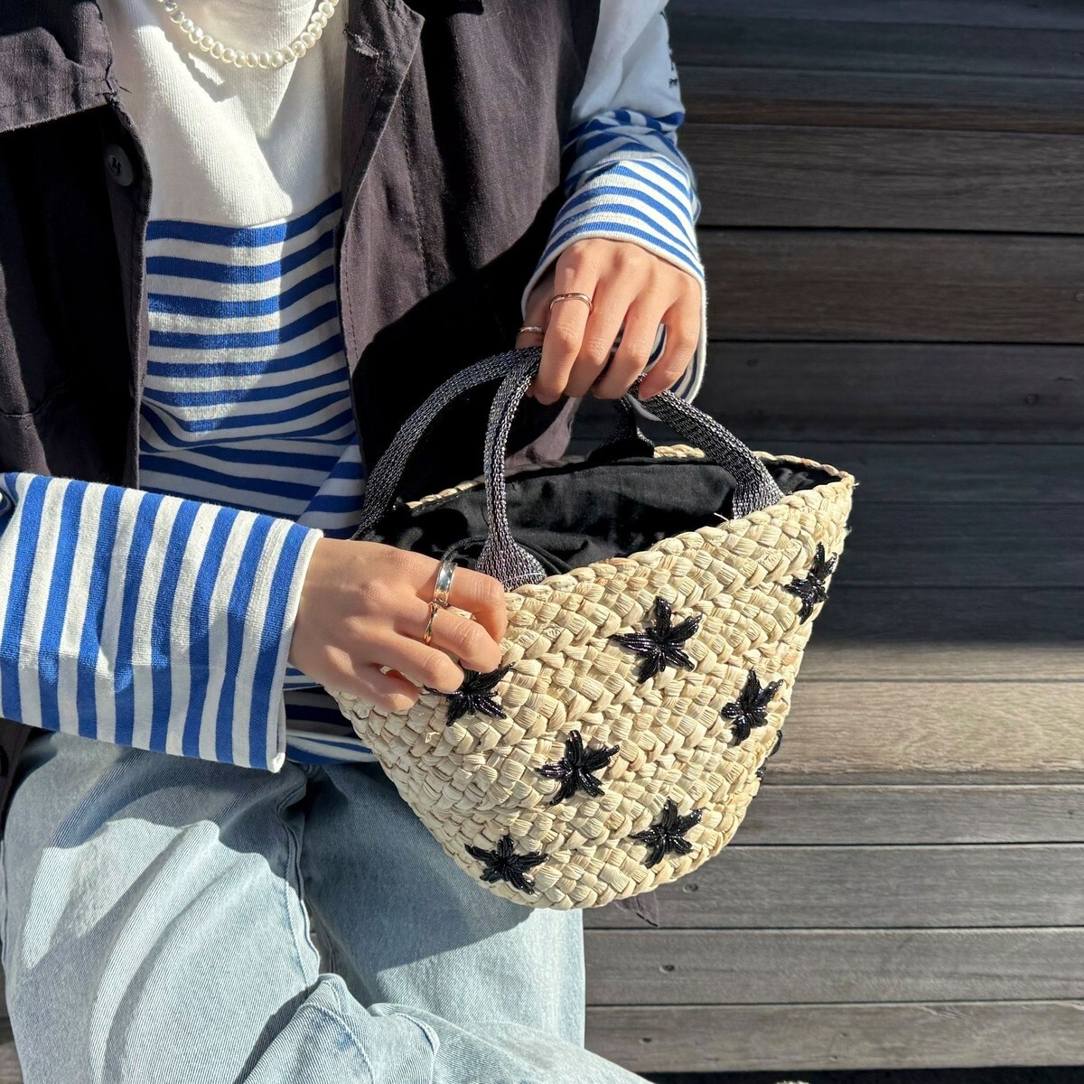 ear ロブスター刺繍付きかごバッグ ear ロブスター刺繍付きかごバッグ