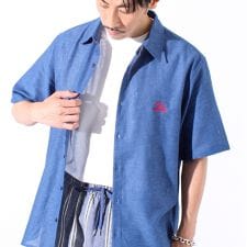 【GLOSTER/グロスター】綿麻パナマ フレブル刺繍 ショートスリーブシャツ 半袖シャツ