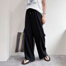 【低身長サイズ34有り】ドライポリイージーセミワイドパンツ