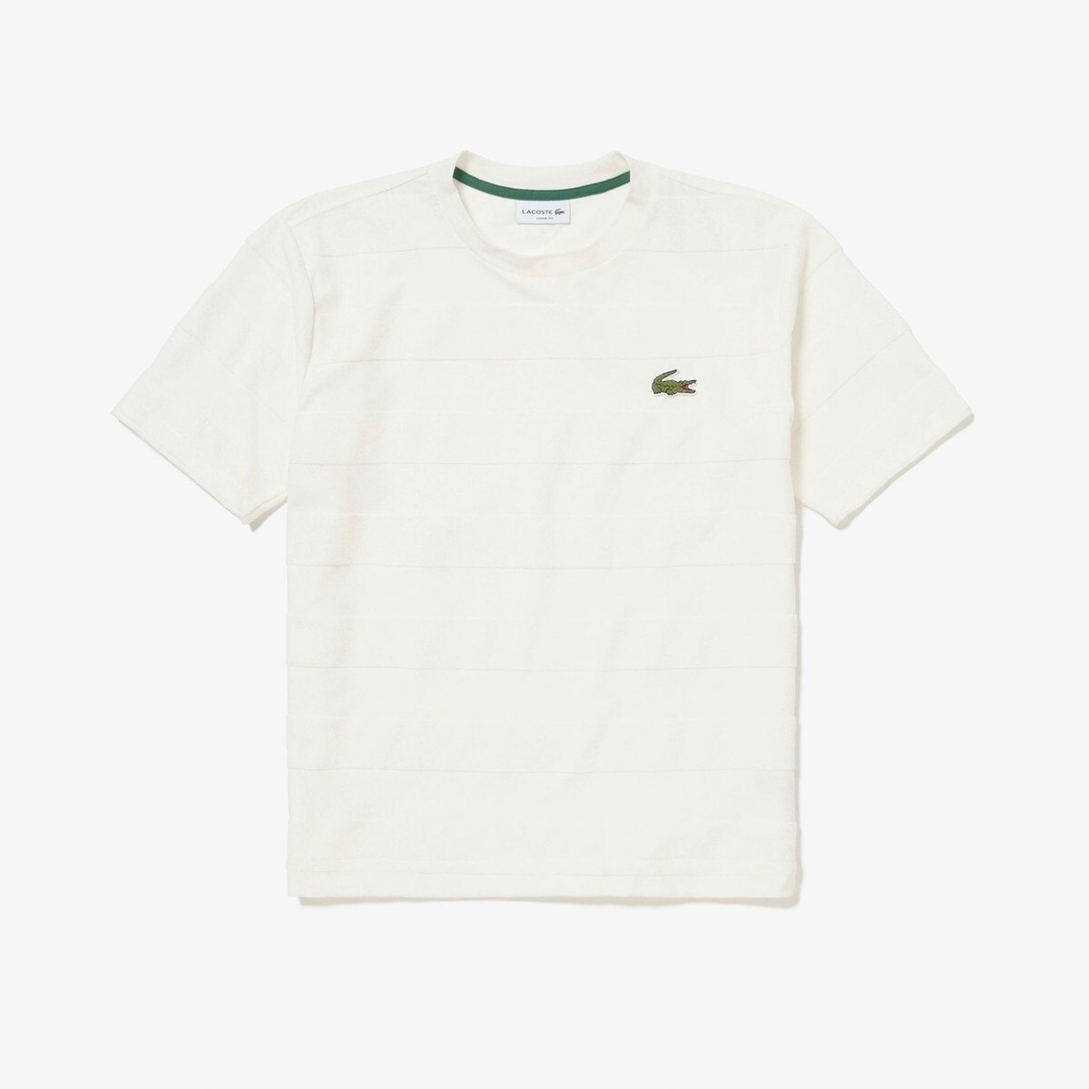 【LACOSTE】パイル地切り替え同色ボーダーTシャツ オーバーサイズ パイル地切り替え同色ボーダーTシャツ（Tシャツ