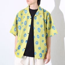 【GLOSTER/グロスター】フラワーメッシュシャツ ショートスリーブ オープンカラー 開襟シャツ