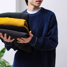 【昨年人気アイテム再登場！チクチクしないニット】モールダブルフェイス プルオーバーニット