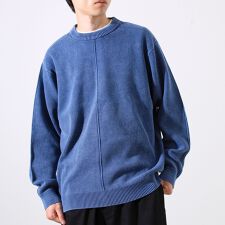 【縫製が魅せる主役ディテール】表リンキングクルーニット アシッド加工