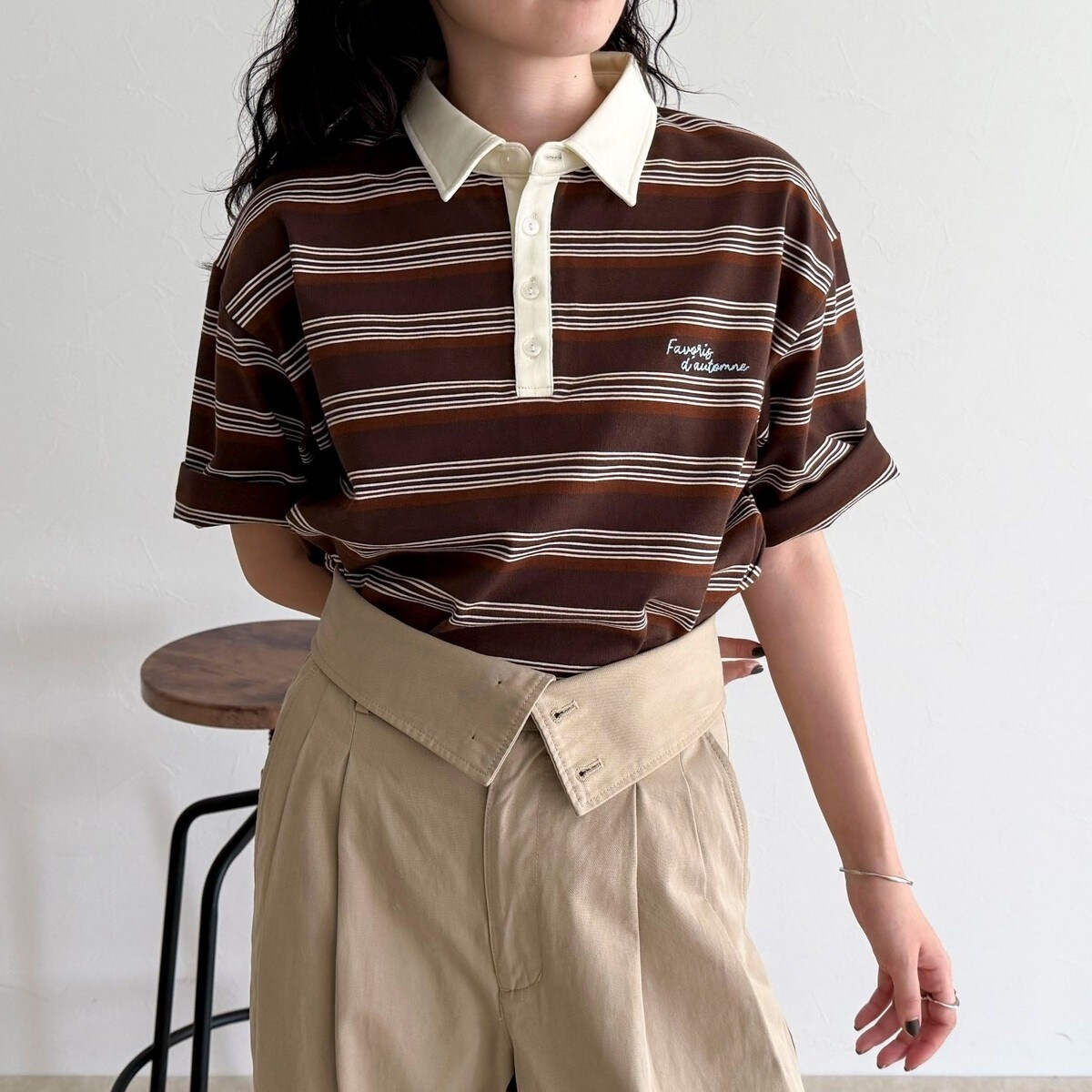 __pika　　　リブニット　サマーニット　半袖　ポロシャツ FREAK'S STORE ポロシャツ ポロ 限定展開 サマーニット 半袖