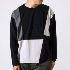 【異素材MIXで着映え】カットジョーゼット パネル切替ロンT