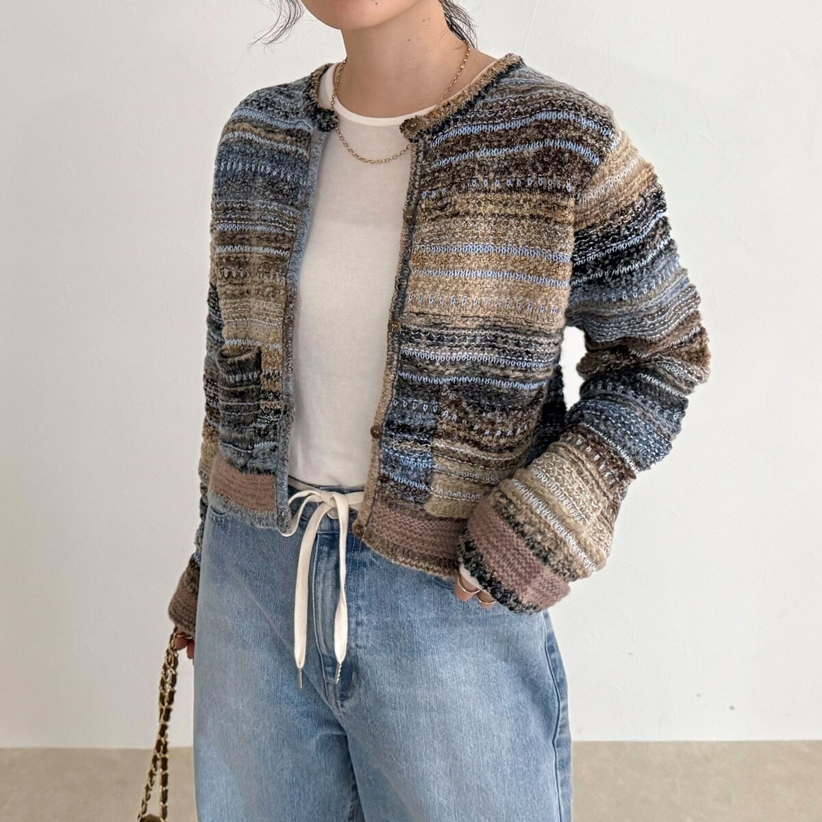 ツイードボーダーカーディガン
