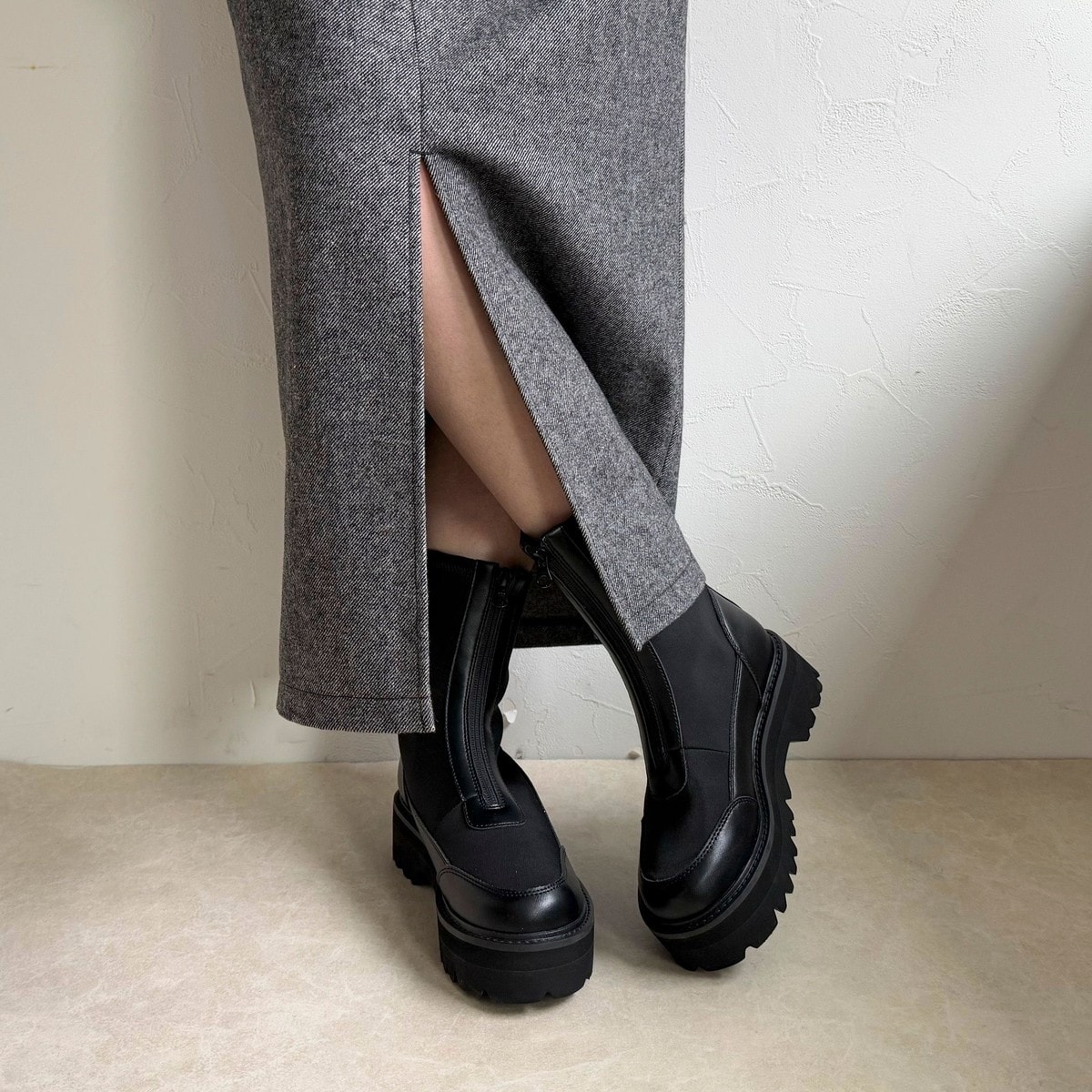 [}C]ySHAKA/VJz ZIP THICK TANK BOOTIE/tfBG~ifredy emuej ubN