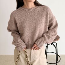 キラキラクロップド丈ニットプルオーバー
