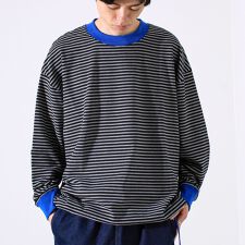 【配色リブが映える主役ボーダー】Helloボーダー ロングスリーブTシャツ