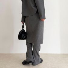 rib knit skirt&pants