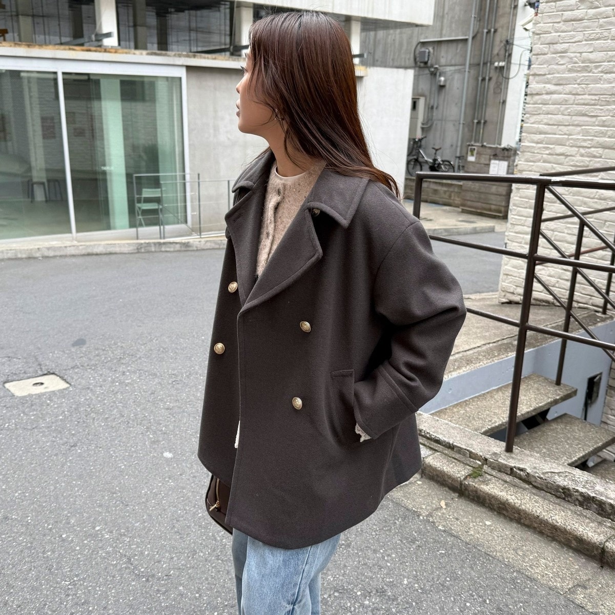 ウール混ミドル丈Pコート fredy emue リバイバル/新色追加】ウール混ミドル丈Pコート | フレディエミュ