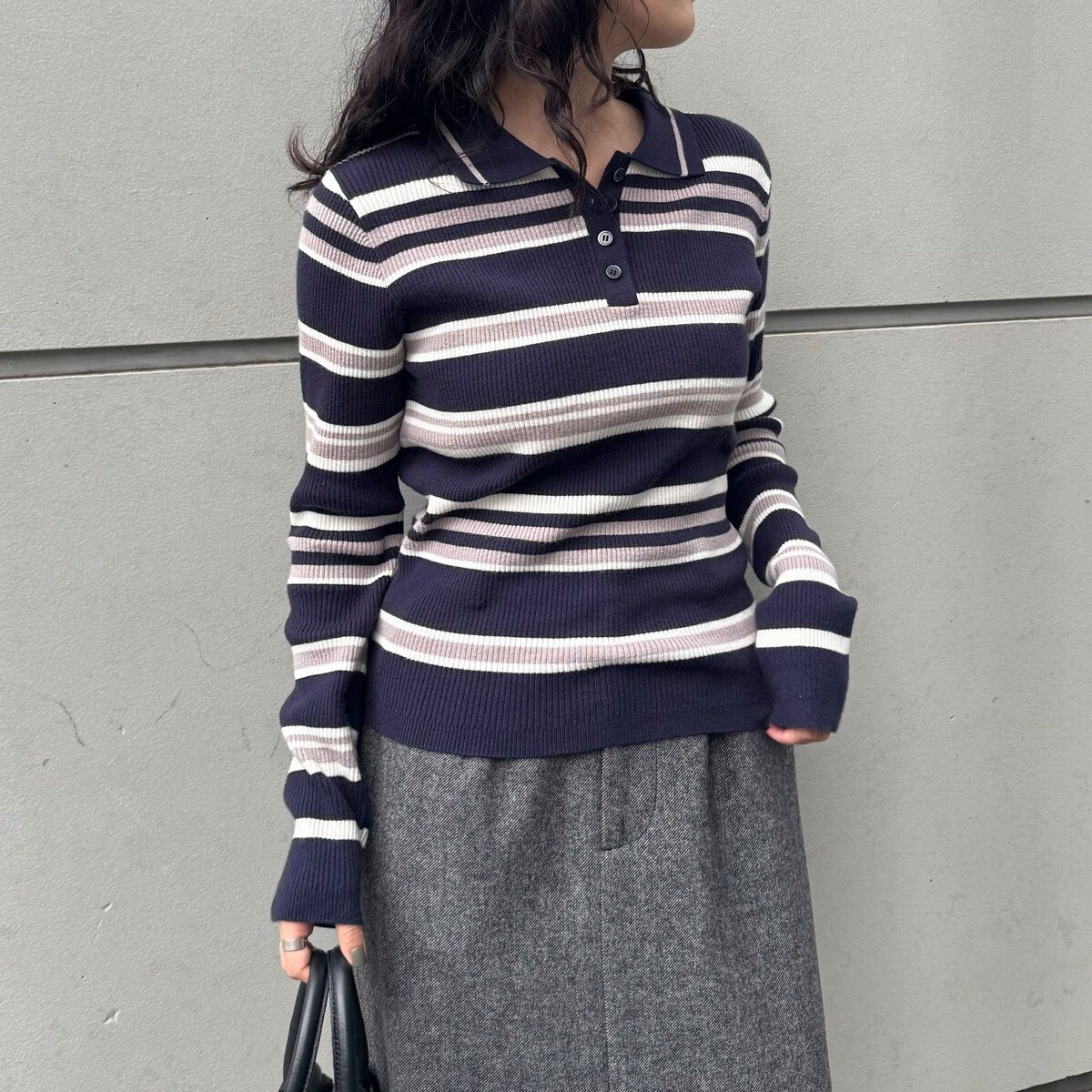 フレディエミュ（fredy emue）/マルチボーダー衿付きリブニット マルチボーダー衿付きリブニット | フレディエミュ(fredy emue