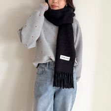 ウール混ブークレ無地マフラー 30