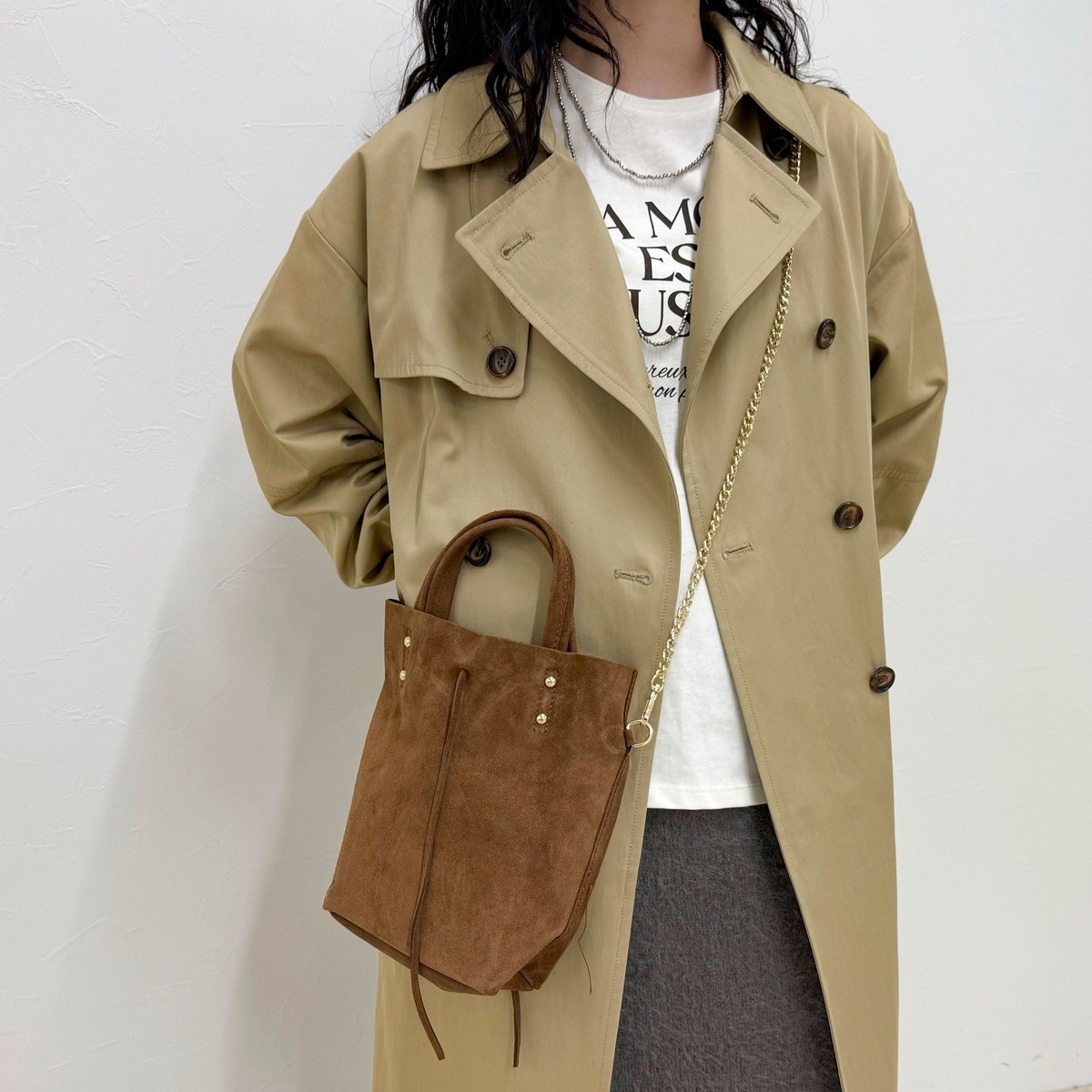 フレディエミュ（fredy emue）/【AULENTTI/オーレンティ】スエードバケツトートチェーンショルダーバッグ AULENTTI/オーレンティ】スエードバケツトートチェーンショルダー