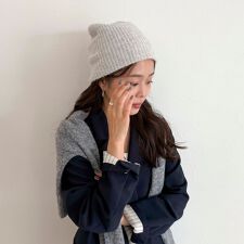 アンゴラ混リブニットキャップ