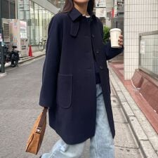 Super100ステンカラーミドルコート