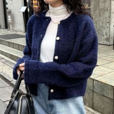 シャギー裏配色ジャケットカーディガン