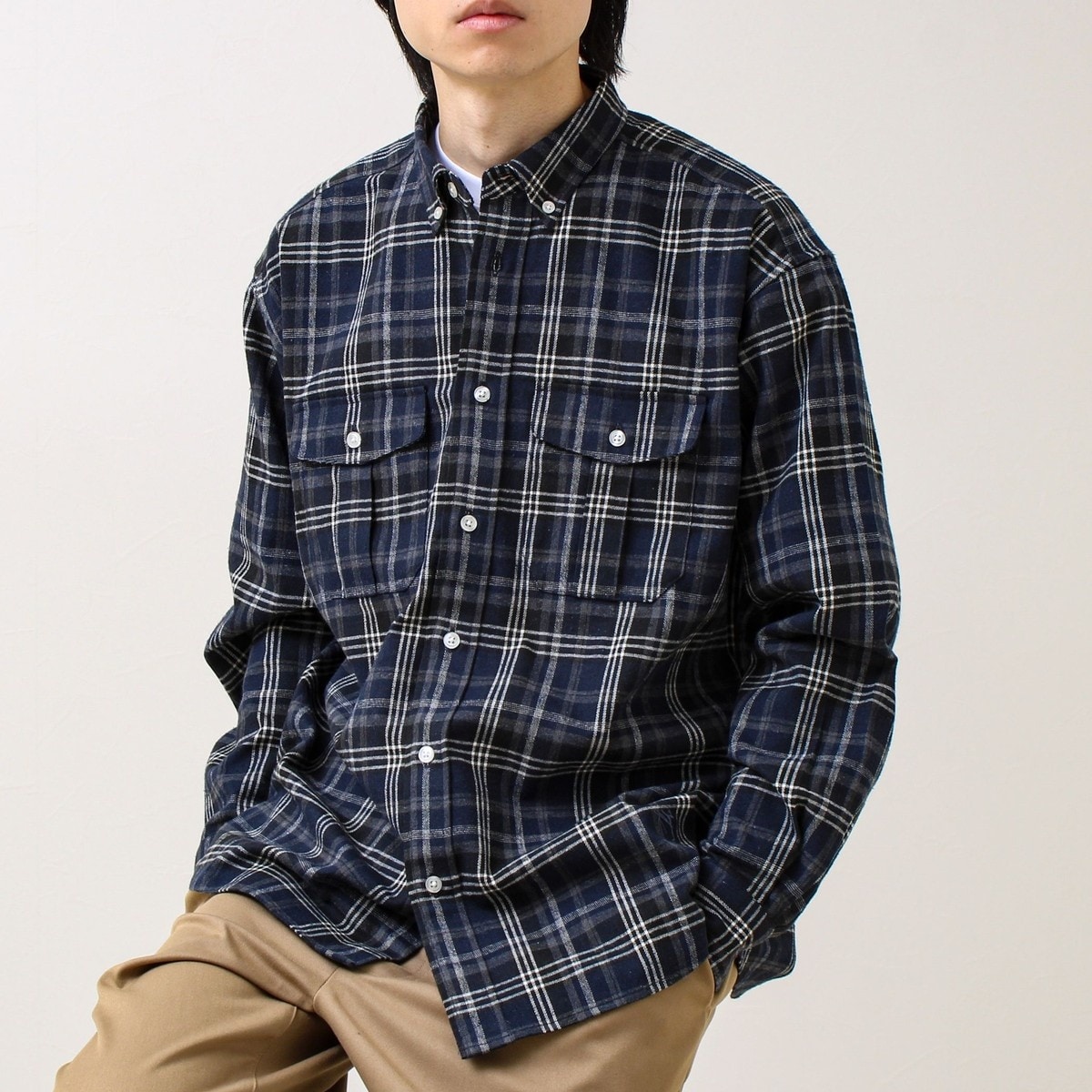 ビジカジ対応】ニットテープ ボタンダウンネルシャツ | グロスター