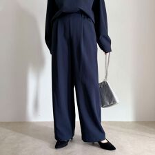 【セットアップ対応】パウダリーツイルイージーセミワイドパンツ