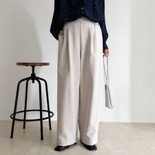 【セットアップ対応】パウダリーツイルイージーセミワイドパンツ