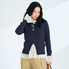 センタースリット衿付きプルオーバー