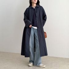 リネン混タンブラーステンカラーコート