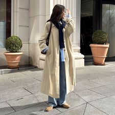 リネン混タンブラーステンカラーコート