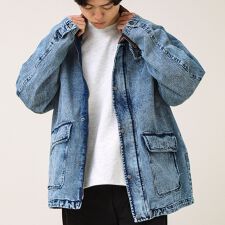 【ダック地/デニム】衿コール カバーオール