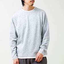 メランジ微起毛スムース フェイクレイヤード ロンT