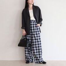 チェック柄ワイドパンツ