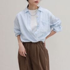 LINEN100 2WAYカシュクールシャツ