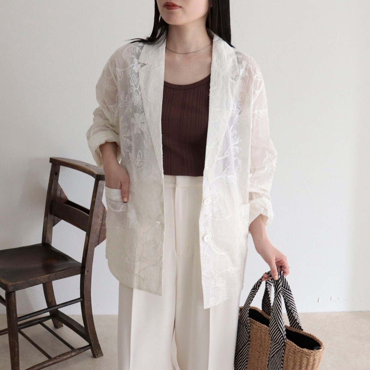 MADE IN INDIA】シアー刺繍ジャケット | フレディエミュ(fredy emue 