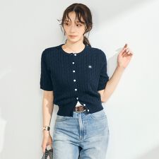 【毎年大人気！/完売必須】FR刺しゅうケーブル柄半袖カーディガン