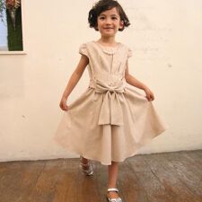 【KIDS　DRESS】ペイズリー柄ジャガード織　リボンモチーフ付きワンピース　ネックレス付き
