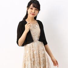 袖口レースシフォンボレロ