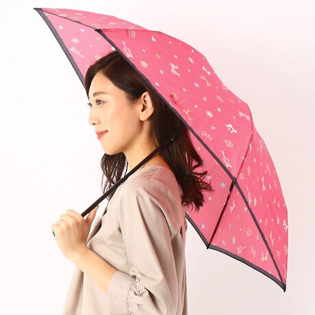 未使用品】ポールアンドジョー 猫柄×ボーダー 晴雨兼用 折り畳み傘  