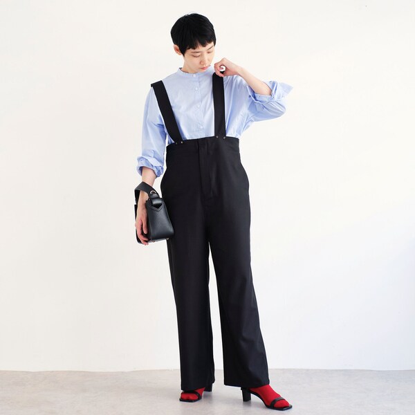 ドゥ アルシーヴ DOUX ARCHIVES ウール調サロペット （GRY