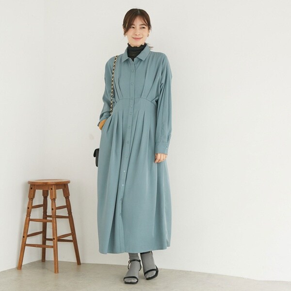 ドゥ アルシーヴ（Doux archives）/タックフレアシャツワンピース