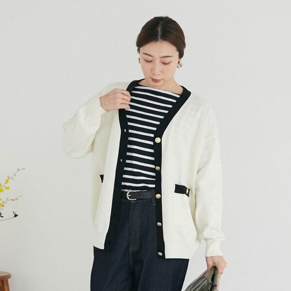 配色金ボタンスクールミドルカーデ | ドゥ アルシーヴ(Doux archives