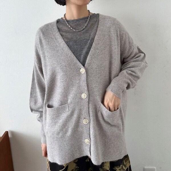 23区 ラクーンブレンドダブルフェイス ニットカーディガン 2024aw