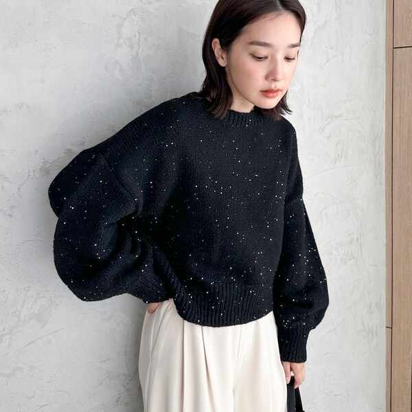 スパンコールショートニットプルオーバー | ドゥ アルシーヴ(Doux