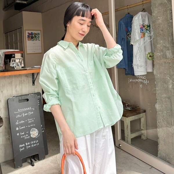 ドゥ アルシーヴ DOUX ARCHIVES コットンリネンシャツ （GRY） ドゥ アルシーヴ DOUX ARCHIVES コットンリネンシャツ （GRY
