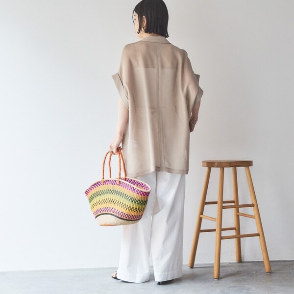 メッシュフレンチスリーブジャケット（ベージュ） メッシュフレンチスリーブジャケット(38 BEIGE): アウター