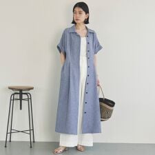 タックフレアシャツワンピース
